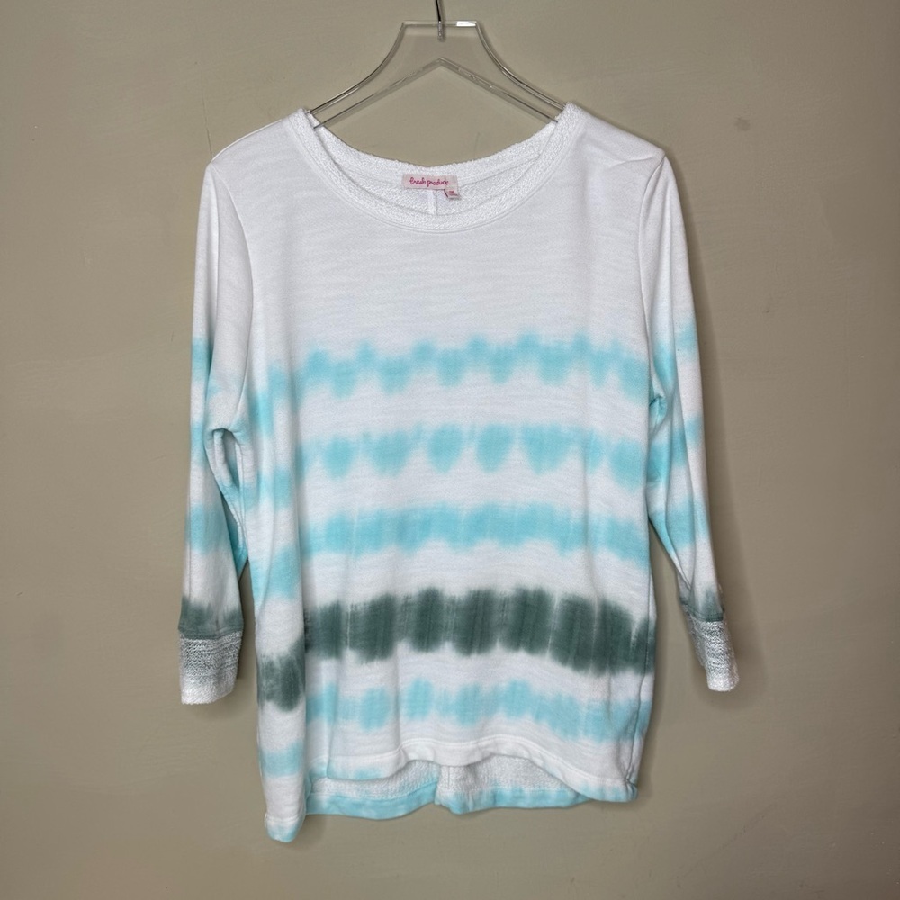 Fresh Produce Lightweight Sweatshirt Womens S Blue White Tie Dy